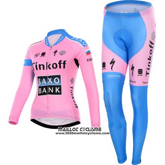 2015 Maillot Ciclismo Femme Saxo Bank Fuchsia Manches Longues et Cuissard
